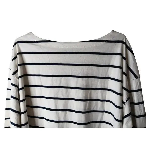 New Old Navy Mariner Stripe Long Sleeve Top 2X Navy White 100% Cotton - Picture 9 of 13